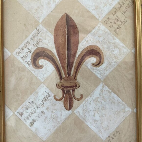 Fleur De Lis Framed Prints Gold Frame Set of Two - Picture 11 of 13